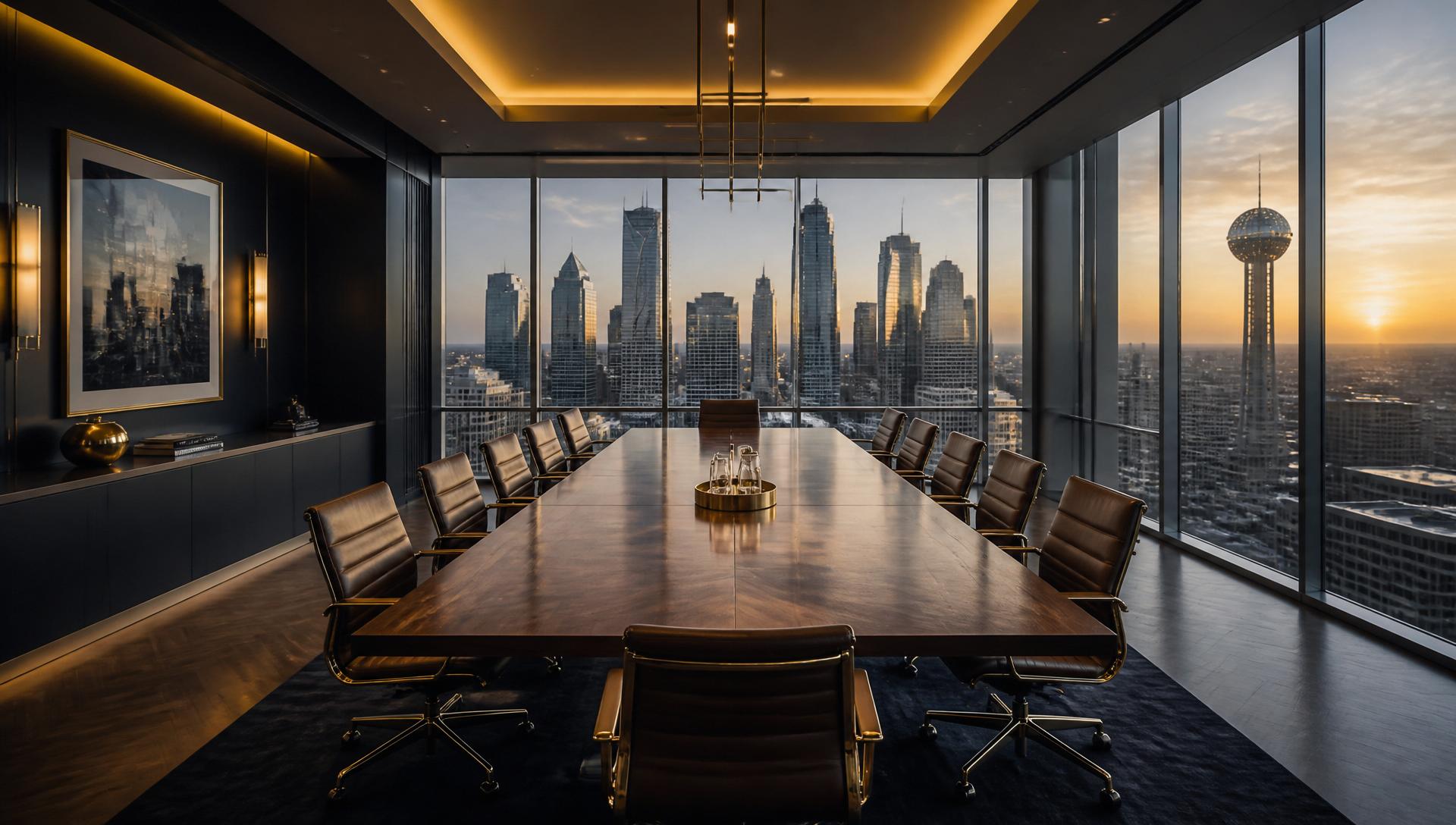 Executive boardroom with warm lighting